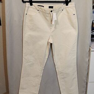 Talbots Corduroy Straight Leg Pant sz 16 Cream
